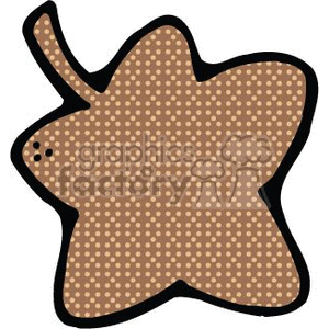 The clipart image depicts a stylized illustration of a leaf, commonly associated with autumn due to its shape and the pattern within it that resembles typical fall coloration. The leaf is outlined in black and filled with a pattern of small dots.