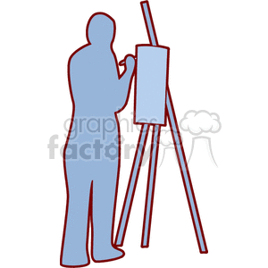 An Artist Standing Painting on a Canvas 