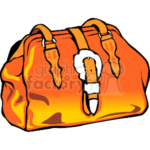 The image depicts a stylized orange bag with buckles and straps, which seems to have a design that could be influenced by Western-style accessories. It features a prominent silver buckle and appears to be made of a leather-like material. There are accent patterns that suggest a Western motif commonly associated with cowboy-inspired fashion.