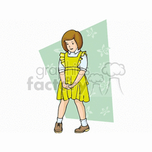 Little girl in a yellow dress with brown hair
