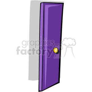 The clipart image shows a purple door with a yellow handle, slightly ajar