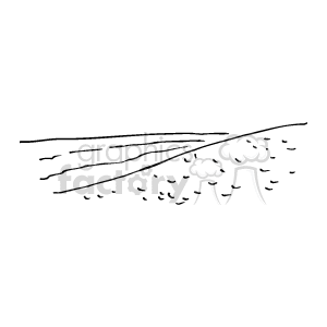 The image appears to be a simplified black and white line drawing or clipart of a coastal scene. It shows waves coming into the shore, with an emphasis on the ocean or sea environment typically found along the east coast or similar coastal regions. There is a horizon line that separates the sky from the water, with a few details that suggest clouds or perhaps birds in the sky.