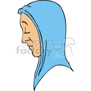 The image appears to be a simple clipart illustration of a Christian nun. The nun is wearing a traditional habit with a blue veil and is shown in profile with her eyes closed, as if she may be in prayer or contemplation.