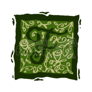 The clipart image features a decorative letter F with intricate calligraphy and design elements within a stylized box. The letter is adorned with swirls and leaf-like motifs, giving it an artistic and ornate appearance.