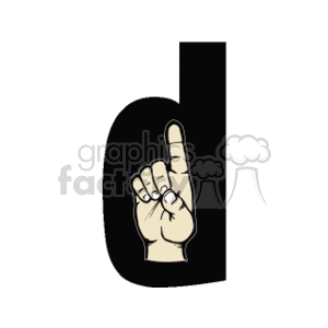 The image is a clipart representation of a hand making a sign language gesture corresponding to a letter from the sign language alphabet. The hand is depicted with a raised index finger, suggesting it might be illustrating the letter 'D' in American Sign Language (ASL).