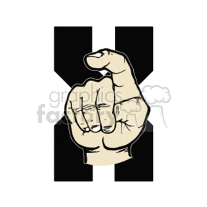 The clipart image displays a hand forming a sign which corresponds to the letter X in American Sign Language (ASL).