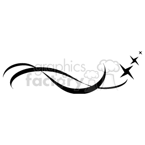 The clipart image features an abstract design that includes fluid lines suggesting movement and two stars, possibly conveying a sense of space or airiness. One star appears to be larger and more detailed than the other, which is smaller and simpler. The design elements have a dynamic and open feel, which could be interpreted as representing the wind, space travel, freedom, or creativity.