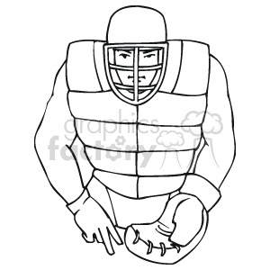 The image shows a clipart of a baseball catcher. The player is wearing protective gear, including a chest protector, shin guards, and a catcher's helmet with a face mask. The catcher is also holding a catcher's mitt.