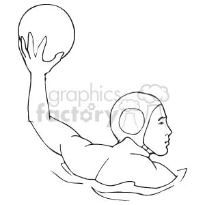 The clipart image shows a simplified illustration of a water polo player. The player is wearing a cap, which is typical for the sport to help protect the ears and to distinguish teams, and is in the process of throwing a ball.