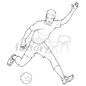 The clipart image depicts a soccer player in an action pose. The player seems to be running or preparing to kick the soccer ball, which is positioned near their feet on the ground.