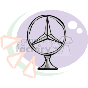 The image depicts a stylized illustration of the Mercedes-Benz logo. The logo features a three-pointed star inside a circle, which is indicative of the brand's dominance in land, sea, and air (according to the company's history). The star is mounted on what appears to be a stand or base, which is typical for a hood ornament on a Mercedes-Benz vehicle.