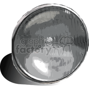 The image is a grayscale clipart of a car headlight. It depicts the dome-shaped front part of the headlight with reflections indicating its glossy surface.