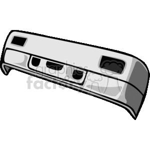 This image shows a stylized illustration of a car bumper. The bumper is depicted as a single piece with cut-outs for lights and vents, typically found on the front or rear end of a vehicle.