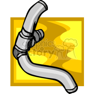 The image is a clipart depiction of a car exhaust pipe, which is part of a vehicle's exhaust system. It's a bent tube that directs exhaust gases away from the engine and out the back or side of the vehicle.
