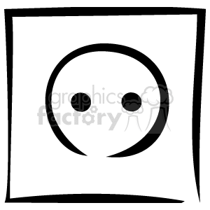 The image appears to show a simple line drawing of an electrical outlet or power socket with two round pin holes and one circular grounding hole. There are no weapons or items related to weapons in this image.
