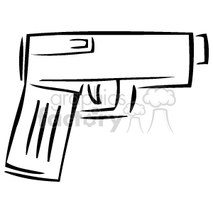 The image displays a clipart of a semi-automatic pistol. The illustration is in a black and white line drawing style, depicting the profile of the handgun with a clearly visible magazine.