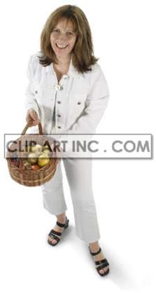 A Woman Holding a Basket of Fresh Fruit