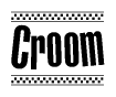 The image contains the text Croom in a bold, stylized font, with a checkered flag pattern bordering the top and bottom of the text.
