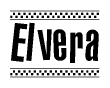 The clipart image displays the text Elvera in a bold, stylized font. It is enclosed in a rectangular border with a checkerboard pattern running below and above the text, similar to a finish line in racing. 