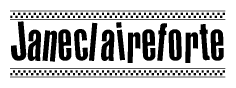 The clipart image displays the text Janeclaireforte in a bold, stylized font. It is enclosed in a rectangular border with a checkerboard pattern running below and above the text, similar to a finish line in racing. 