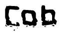 This nametag says Cob, and has a static looking effect at the bottom of the words. The words are in a stylized font.