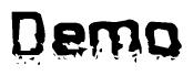 The image contains the word Demo in a stylized font with a static looking effect at the bottom of the words