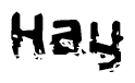 The image contains the word Hay in a stylized font with a static looking effect at the bottom of the words