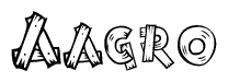 The clipart image shows the name Aagro stylized to look like it is constructed out of separate wooden planks or boards, with each letter having wood grain and plank-like details.