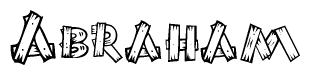 The image contains the name Abraham written in a decorative, stylized font with a hand-drawn appearance. The lines are made up of what appears to be planks of wood, which are nailed together