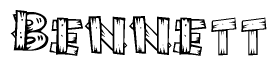 The image contains the name Bennett written in a decorative, stylized font with a hand-drawn appearance. The lines are made up of what appears to be planks of wood, which are nailed together