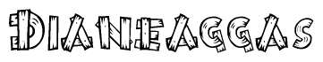 The clipart image shows the name Dianeaggas stylized to look as if it has been constructed out of wooden planks or logs. Each letter is designed to resemble pieces of wood.