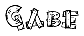 The clipart image shows the name Gabe stylized to look as if it has been constructed out of wooden planks or logs. Each letter is designed to resemble pieces of wood.