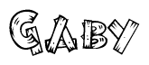 The clipart image shows the name Gaby stylized to look like it is constructed out of separate wooden planks or boards, with each letter having wood grain and plank-like details.