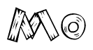 The clipart image shows the name Mo stylized to look as if it has been constructed out of wooden planks or logs. Each letter is designed to resemble pieces of wood.