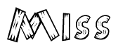 The clipart image shows the name Miss stylized to look as if it has been constructed out of wooden planks or logs. Each letter is designed to resemble pieces of wood.