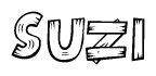 The clipart image shows the name Suzi stylized to look like it is constructed out of separate wooden planks or boards, with each letter having wood grain and plank-like details.