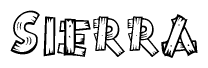 The clipart image shows the name Sierra stylized to look like it is constructed out of separate wooden planks or boards, with each letter having wood grain and plank-like details.