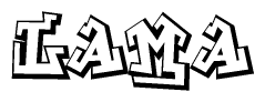 The clipart image depicts the word Lama in a style reminiscent of graffiti. The letters are drawn in a bold, block-like script with sharp angles and a three-dimensional appearance.