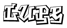 The clipart image features a stylized text in a graffiti font that reads Lupe.