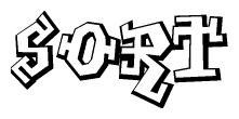 The clipart image features a stylized text in a graffiti font that reads Sort.