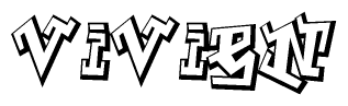 The clipart image depicts the word Vivien in a style reminiscent of graffiti. The letters are drawn in a bold, block-like script with sharp angles and a three-dimensional appearance.