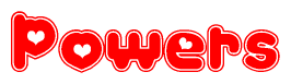 The image displays the word Powers written in a stylized red font with hearts inside the letters.