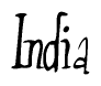 The image is a stylized text or script that reads 'India' in a cursive or calligraphic font.