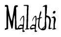 The image is of the word Malathi stylized in a cursive script.