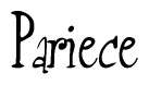 The image is of the word Pariece stylized in a cursive script.