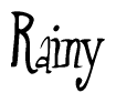 The image contains the word 'Rainy' written in a cursive, stylized font.