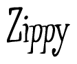 The image is a stylized text or script that reads 'Zippy' in a cursive or calligraphic font.