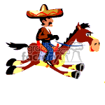 Mexican man riding a horse.
