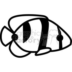 The image is a black and white clipart of a stylized tropical fish that resembles a clownfish, which is often associated with the popular character Nemo from the animated movie Finding Nemo.