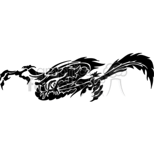 The image depicts a tribal-style dragon design, which is a graphic in black and white, optimized in a format that is suitable for vinyl cutters used in creating signs, decals, or tattoos.